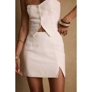 12th Tribe Cream Mini Skirt with Side Slit